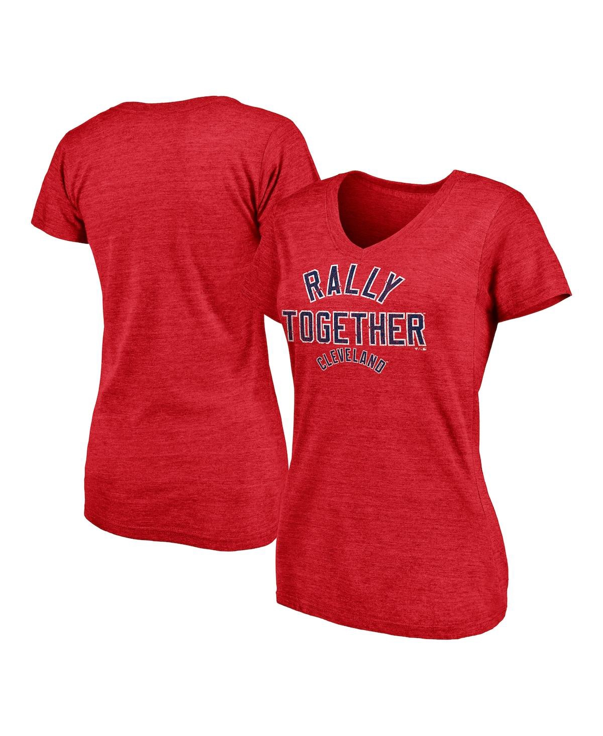 Fanatics Women's  Red "cleveland Guardians Hometown Rally Together Tri-blend V-neck T-shirt