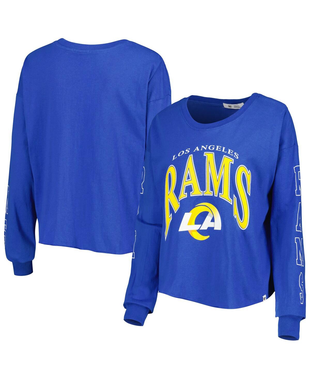 Shop 47 Brand Women's ' Royal Los Angeles Rams Skyler Parkway Cropped Long Sleeve T-shirt