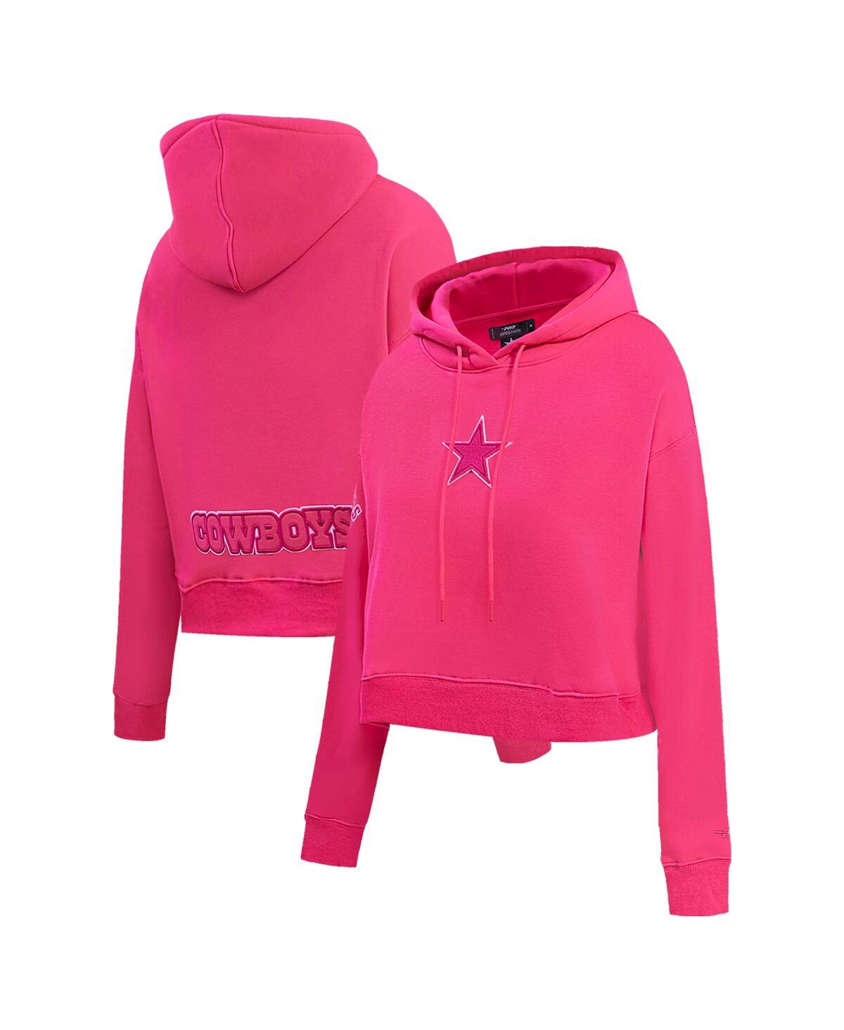 Pro Standard Women's Pink Miami Dolphins Triple Pink Cropped Fleece Pullover Hoodie In Pink