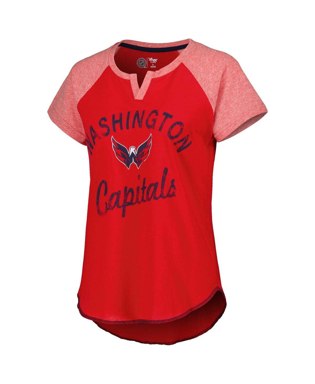 Shop Starter Women's  Red Washington Capitals Grand Slam Raglan Notch Neck T-shirt