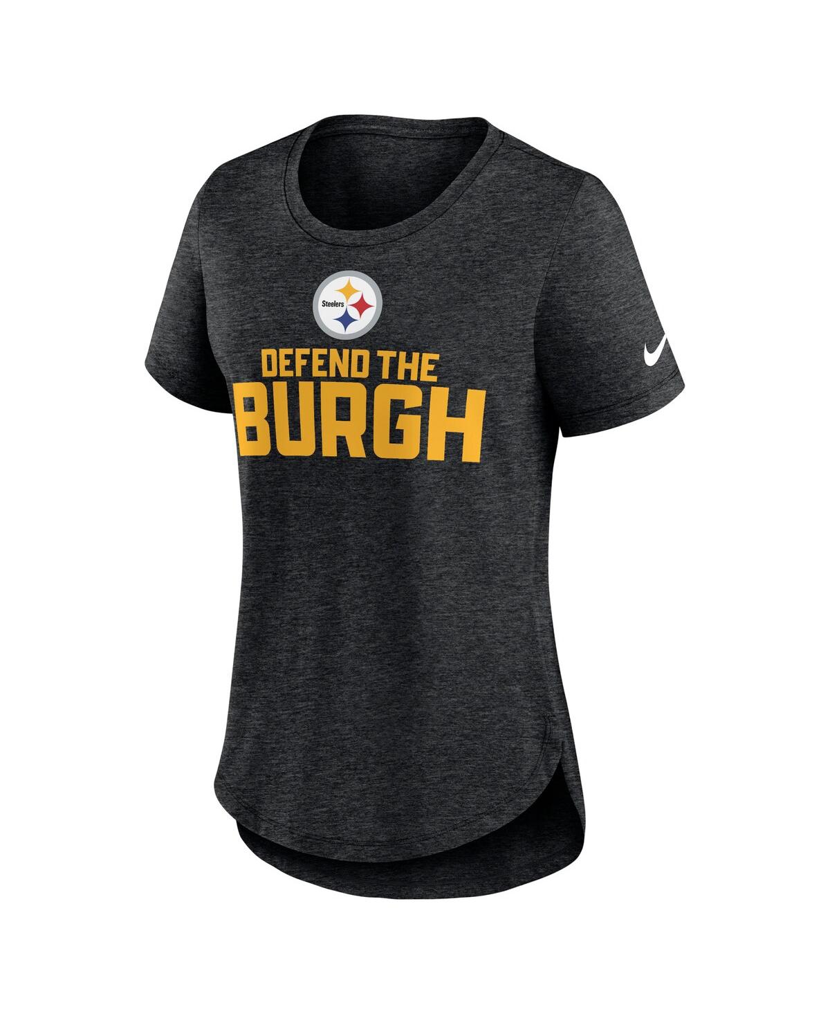 Nike Women's  Heather Black Pittsburgh Steelers Local Fashion Tri-blend T-shirt In Heather Black