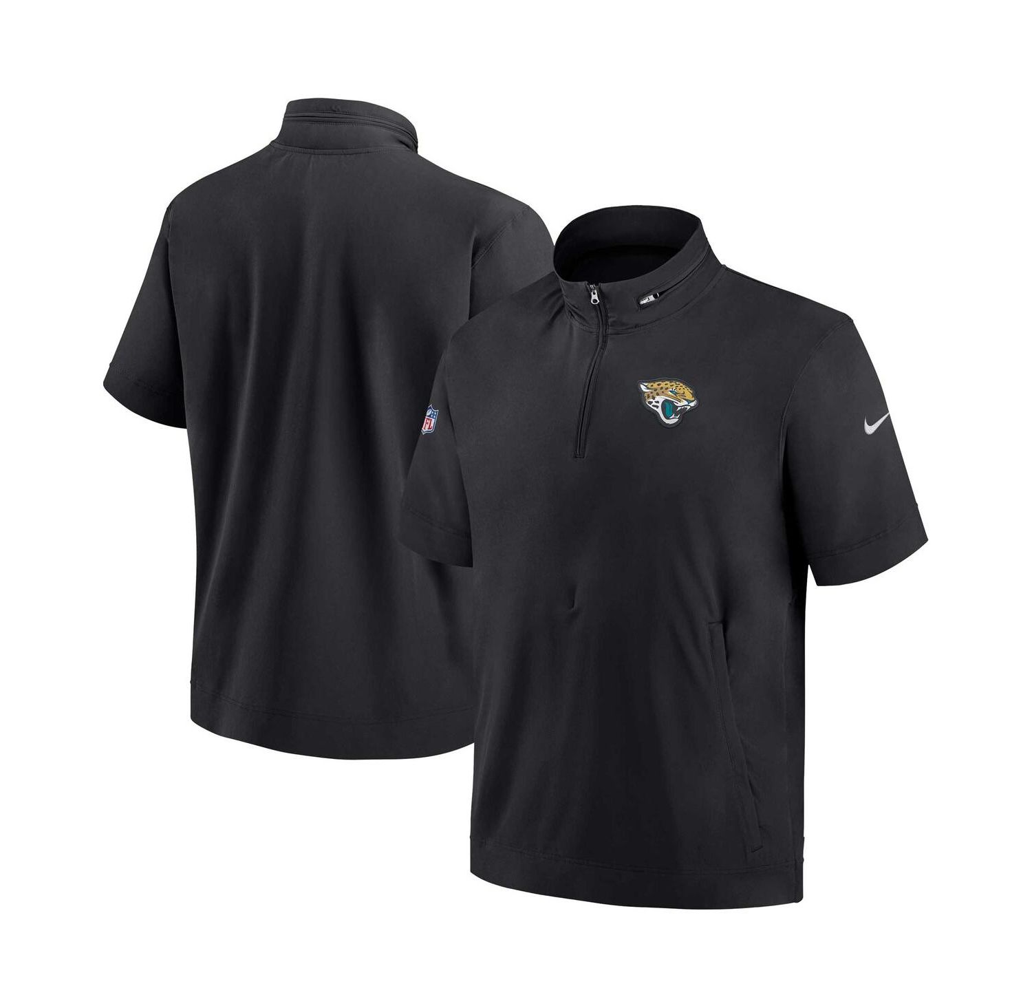 Men's Black Jacksonville Jaguars Sideline Coach Short Sleeve Hoodie Quarter-Zip Jacket