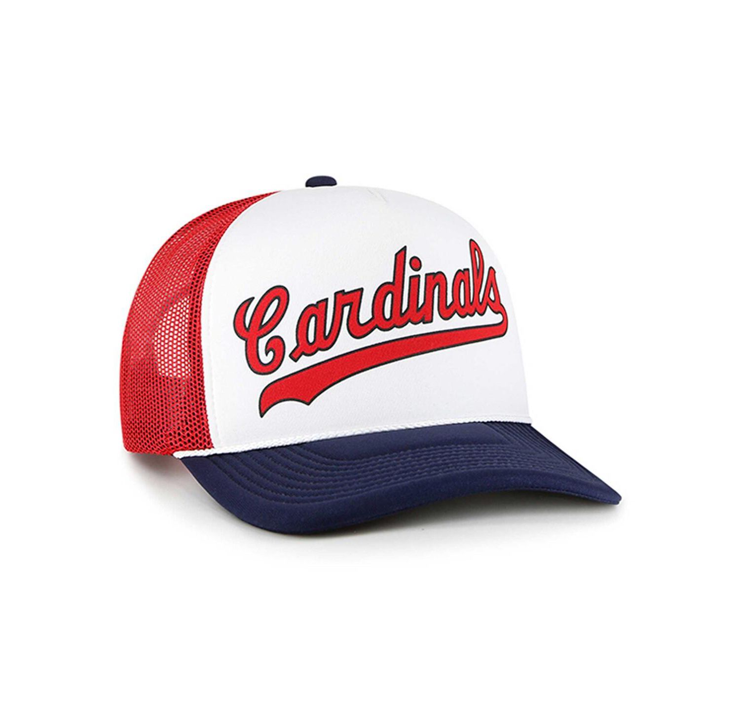Men's White St. Louis Cardinals Foam Front Script Trucker Snapback Hat