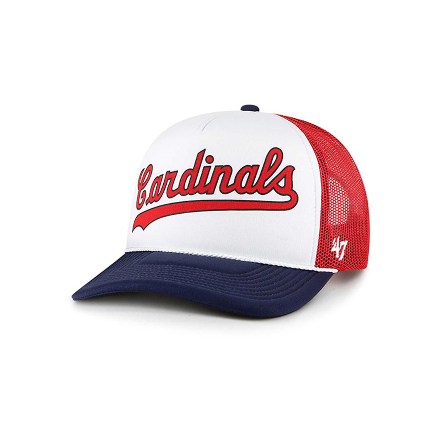 Men's White St. Louis Cardinals Foam Front Script Trucker Snapback Hat