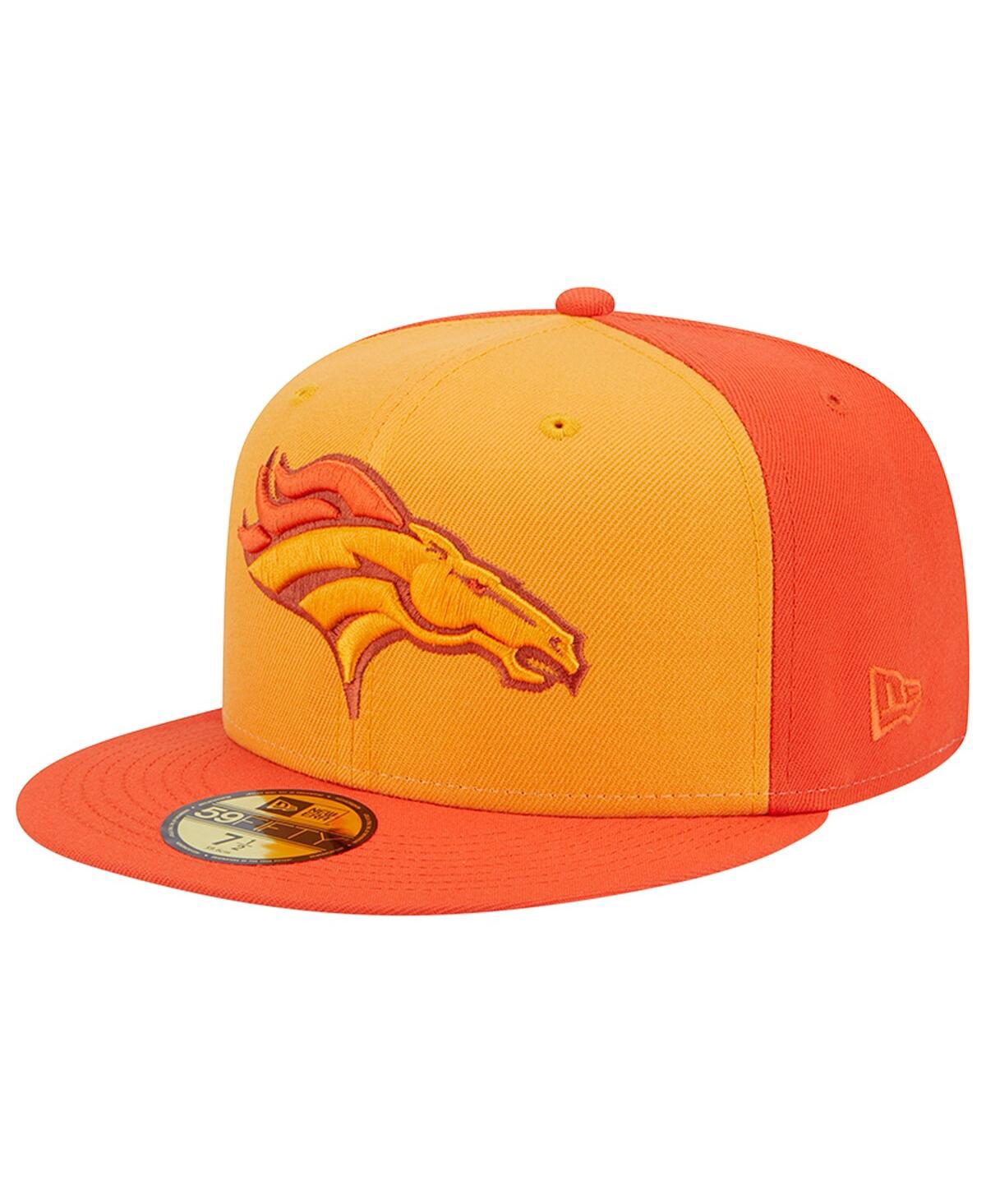 Shop New Era Men's  Orange Denver Broncos Tri-tone 59fifty Fitted Hat