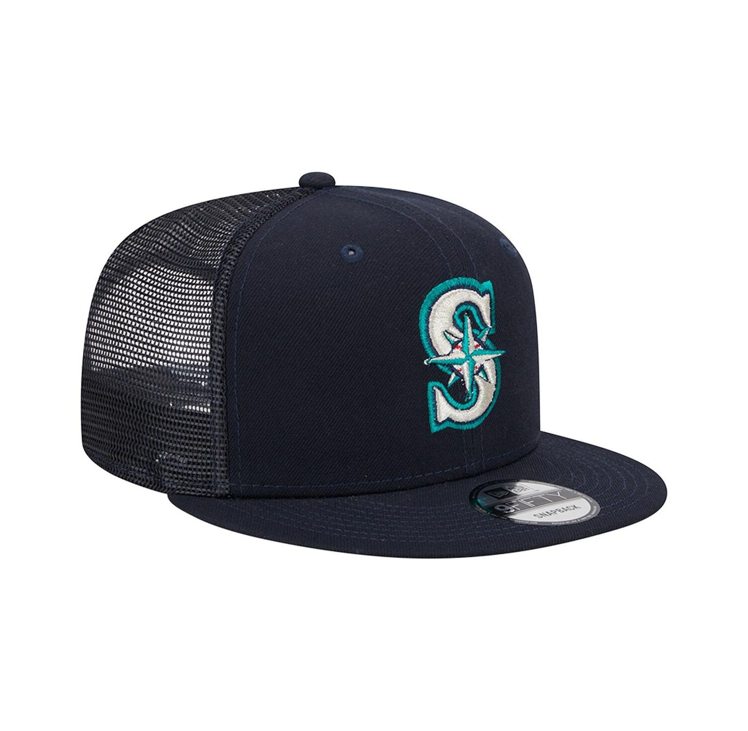 Men's Navy Seattle Mariners Team Color Trucker 9FIFTY Snapback Hat