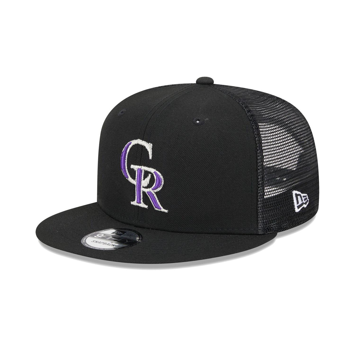 Men's Black Colorado Rockies Team Color Trucker 9FIFTY Snapback Hat