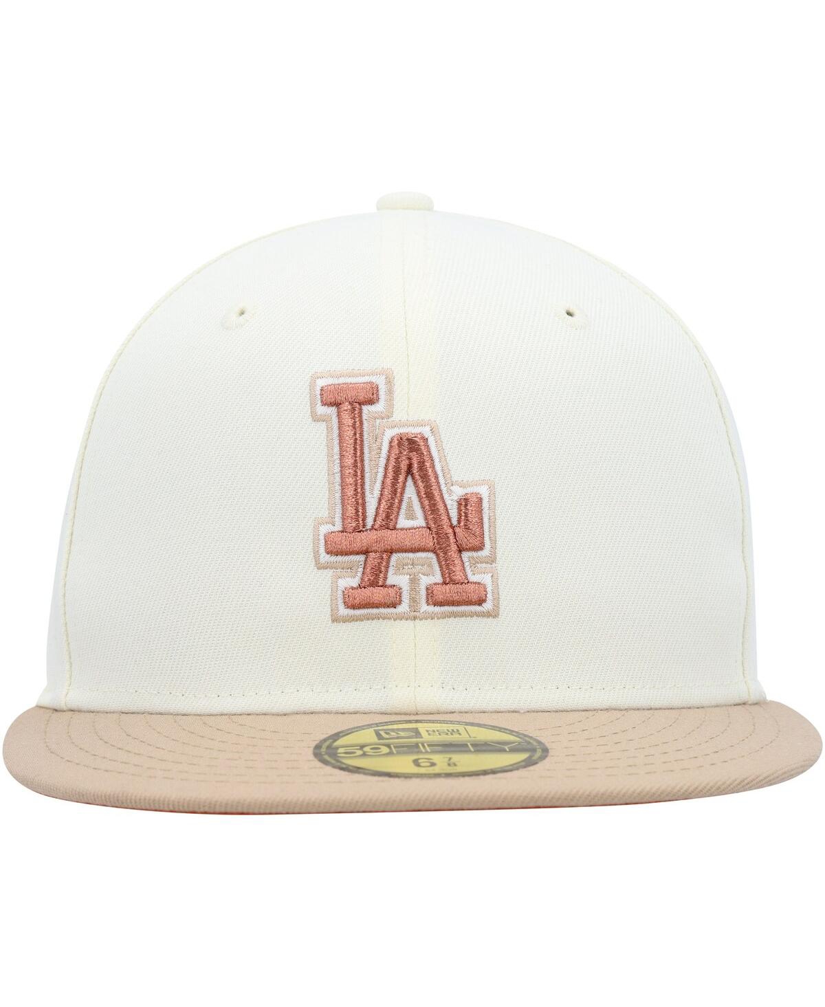 NEW ERA MEN'S NEW ERA CREAM LOS ANGELES DODGERS CHROME CAMEL RUST UNDERVISOR 59FIFTY FITTED HAT 
