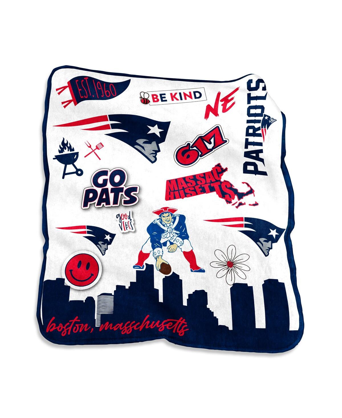 Logo Brands New England Patriots 50'' X 60'' Native Raschel Plush Throw Blanket In Multi