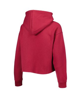 Women's Cardinal Arizona Cardinals Crystal Logo Cropped Pullover Hoodie