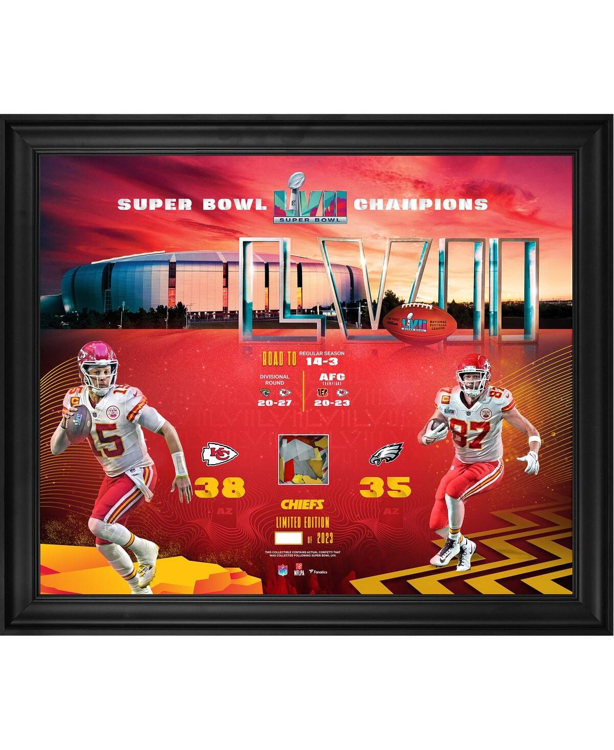 Fanatics Authentic Kansas City Chiefs Framed 20" X 24" Super Bowl Lvii Champions Collage With Game-used Confetti In Multi