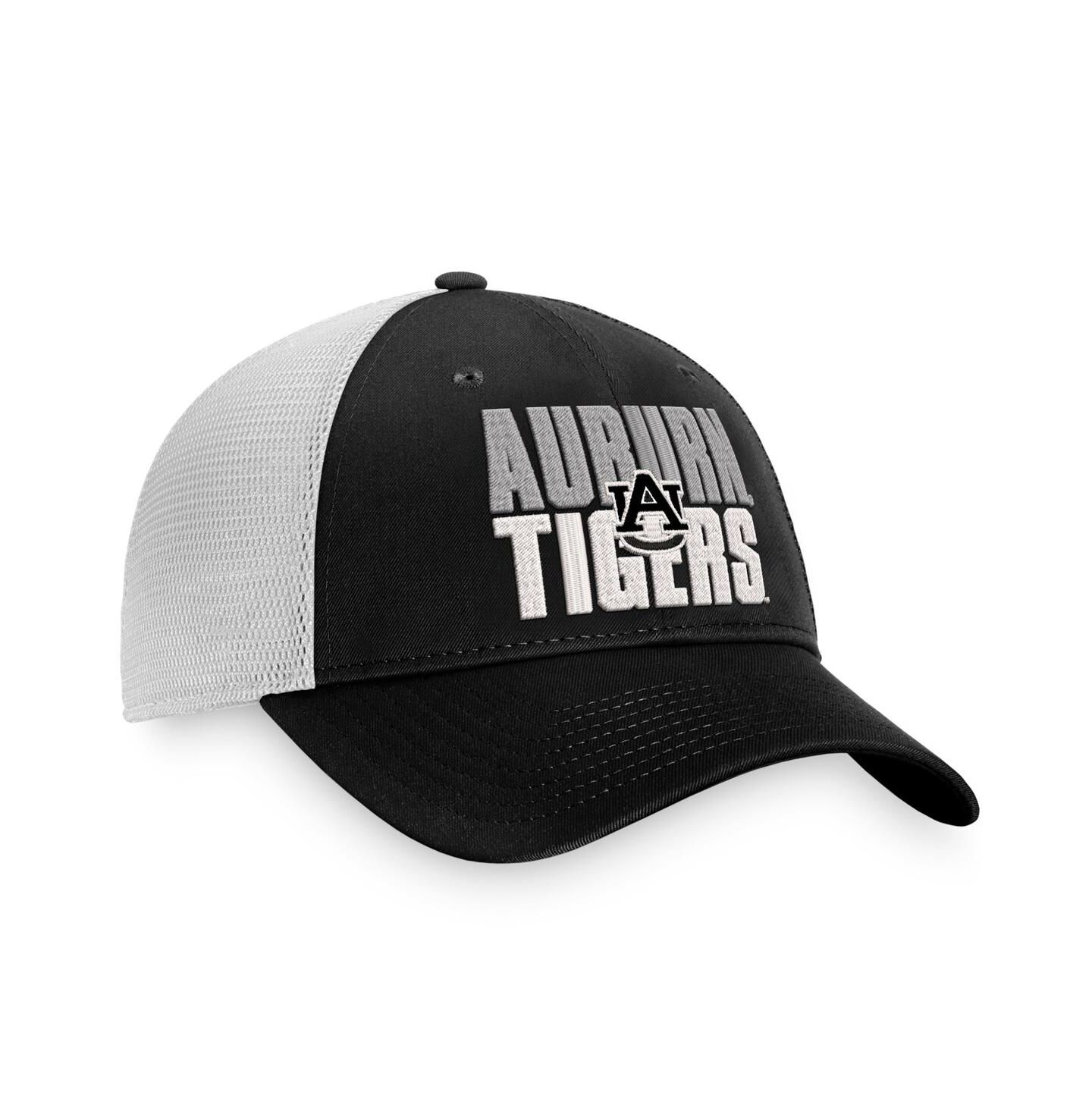 Мужская кепка Top of the World Black, White Auburn Tigers Stockpile Trucker Snapback Hat — фото 4