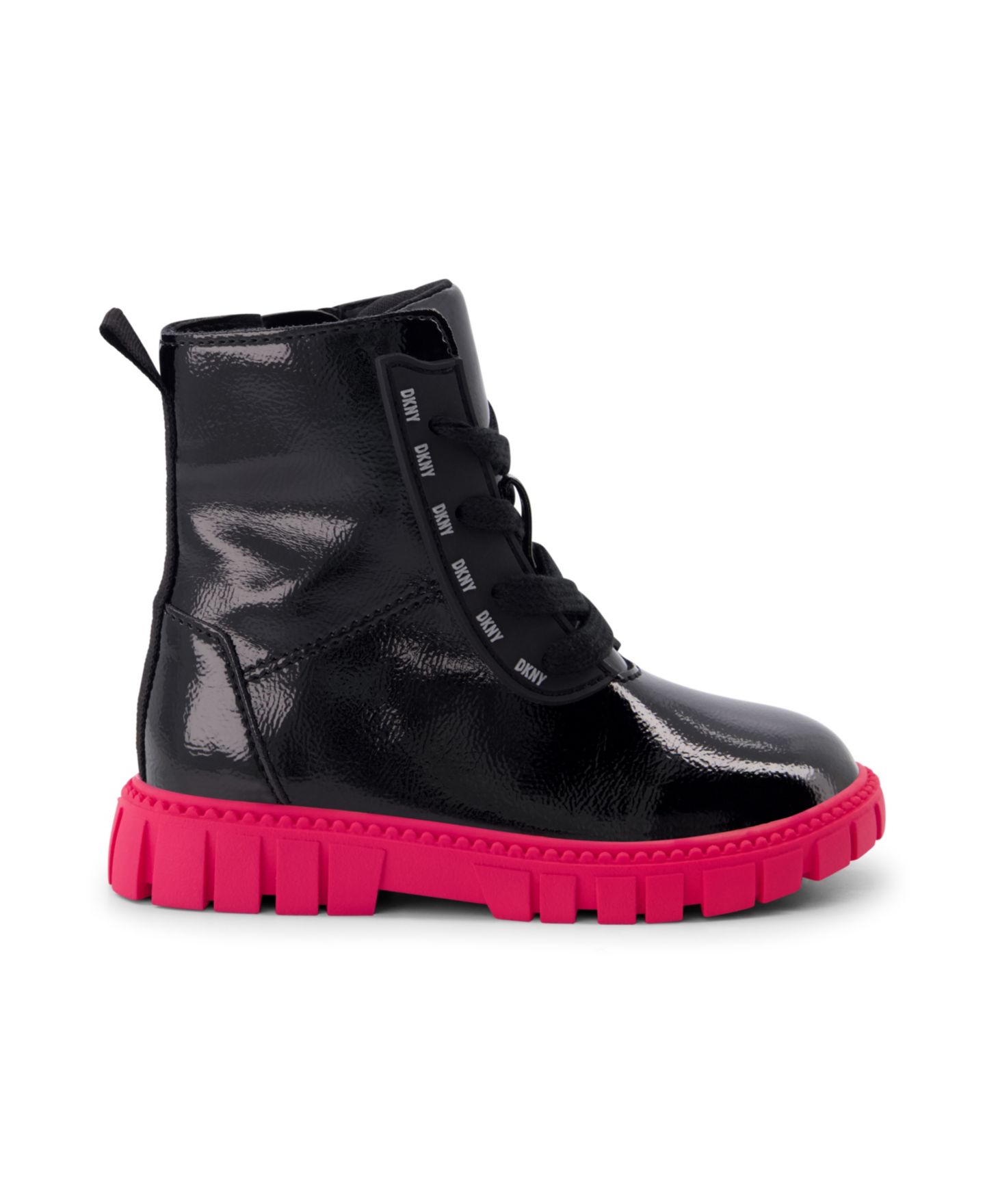 Ботинки DKNY Carrie Combat Zipper Closure Lace-Up Boots для девочек-малышей, цвет: Чёрный — фото 2