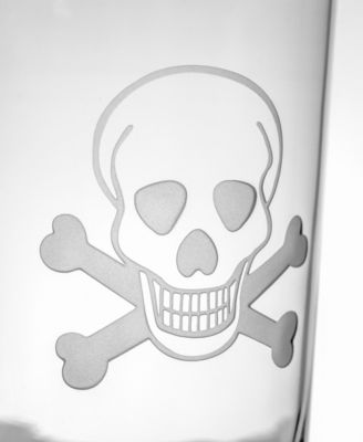 Skull and Crossbones Cooler Highball Glass 15oz - Set of 4 Glasses
