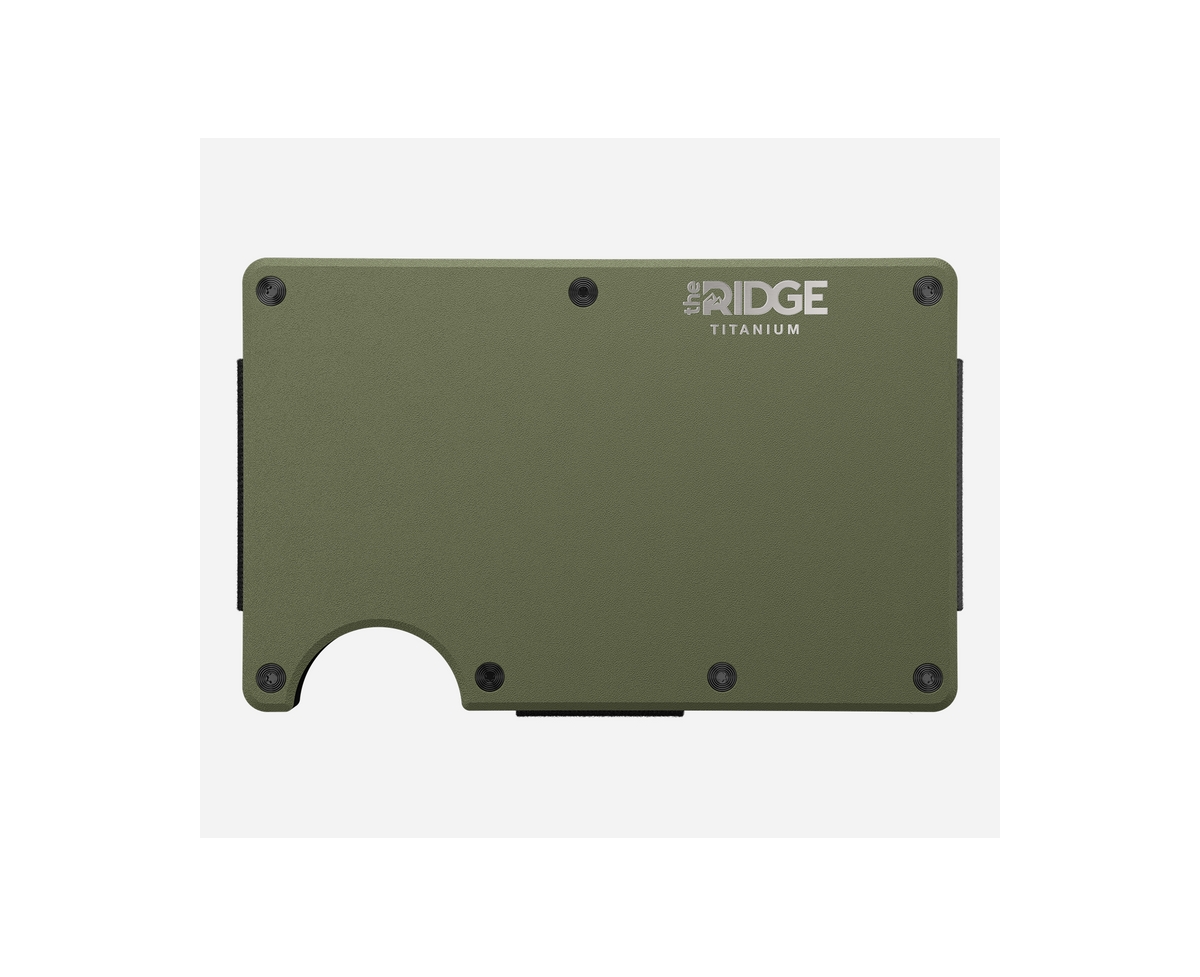 The Ridge Men's Titanium Matte Olive: Cash Strap Wallet In Matte Olive