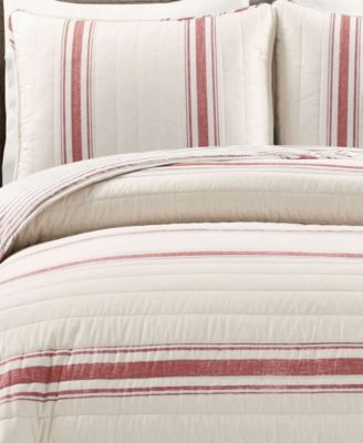 Farmhouse Stripe Reversible Cotton 3-Piece Quilt Set, Full/Queen