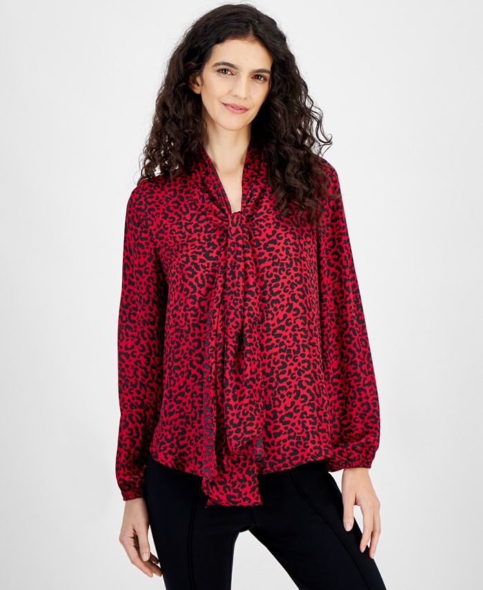 Leopard print blouse macy's top