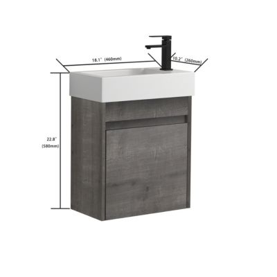 18" Floating Wall-Mounted Bathroom Vanity With Resin Sink & Soft-Close Cabinet Door