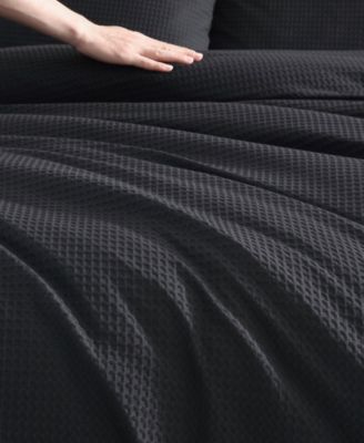 Waffle Pique Cotton 3 Piece Comforter Set, King