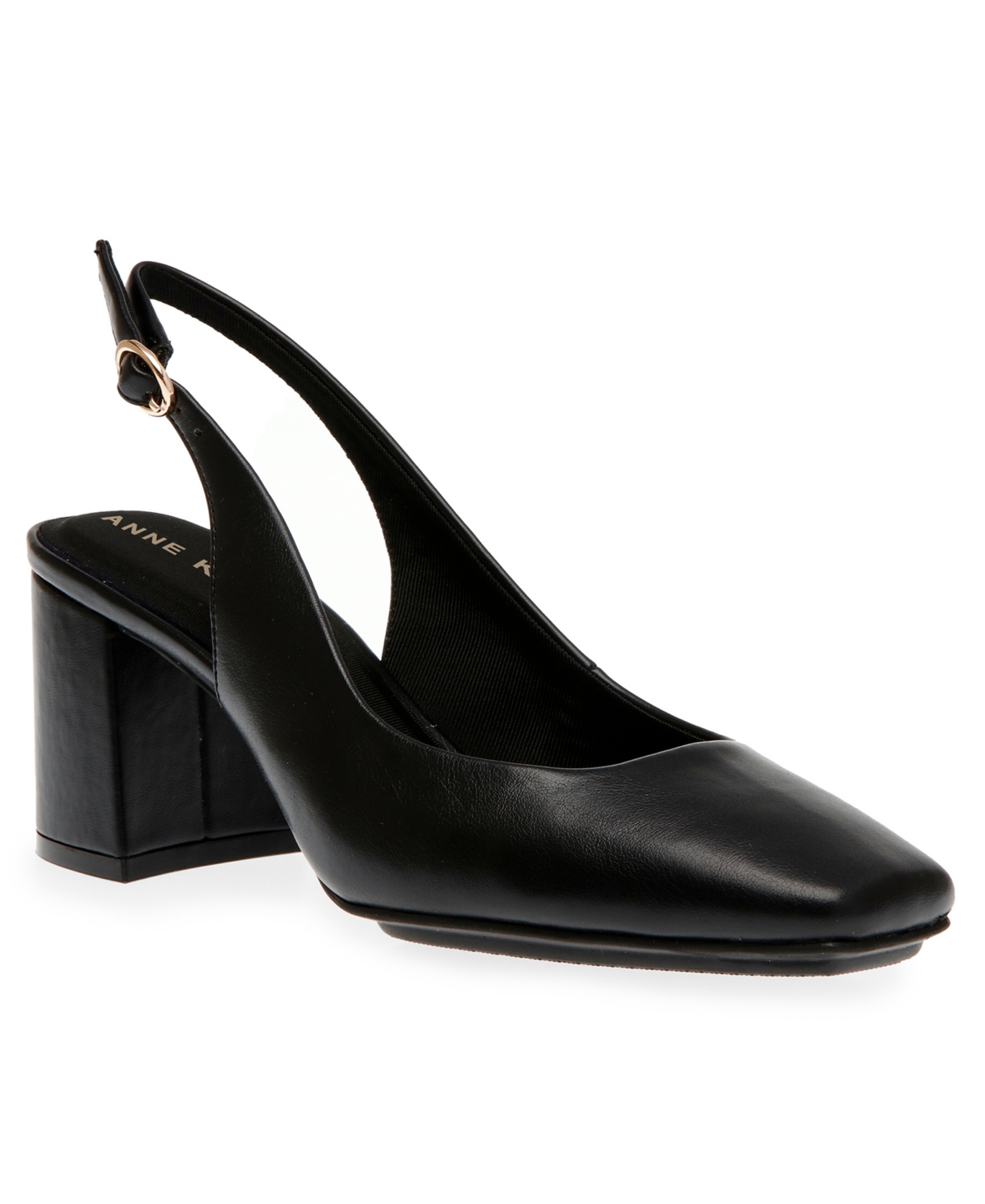 Shop Anne Klein Women's Laney Sling Back Dress Heel Sandals In Black Smooth