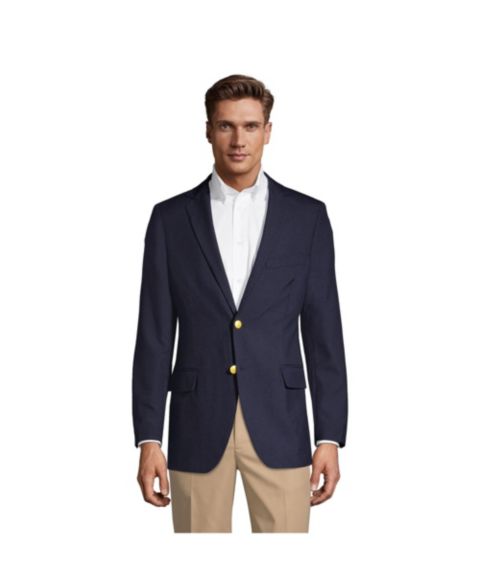 Мужской пиджак Lands' End Tailored Fit Hopsack Blazer, цвет: Глубокий тёмно-синий