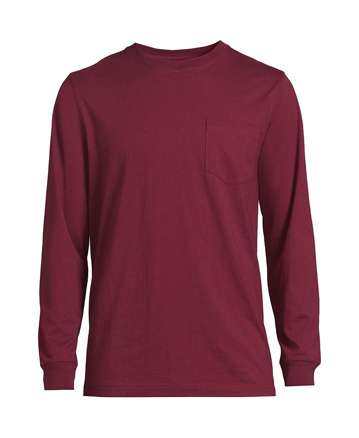 Lands' End Big & Tall Super-T Long Sleeve T-Shirt with Pocket - Macy's