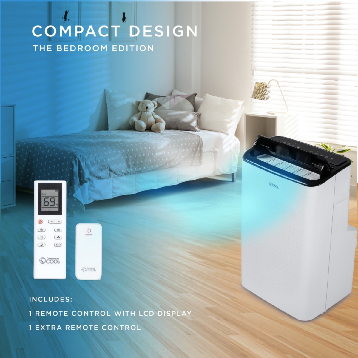 Commercial Cool Portable Air Conditioner, Dehumidifier & Fan, Portable Ac 9,000 Btu Bedroom Ac & Covers up to 450 Sq. Ft., Alexa & Wifi Enabled