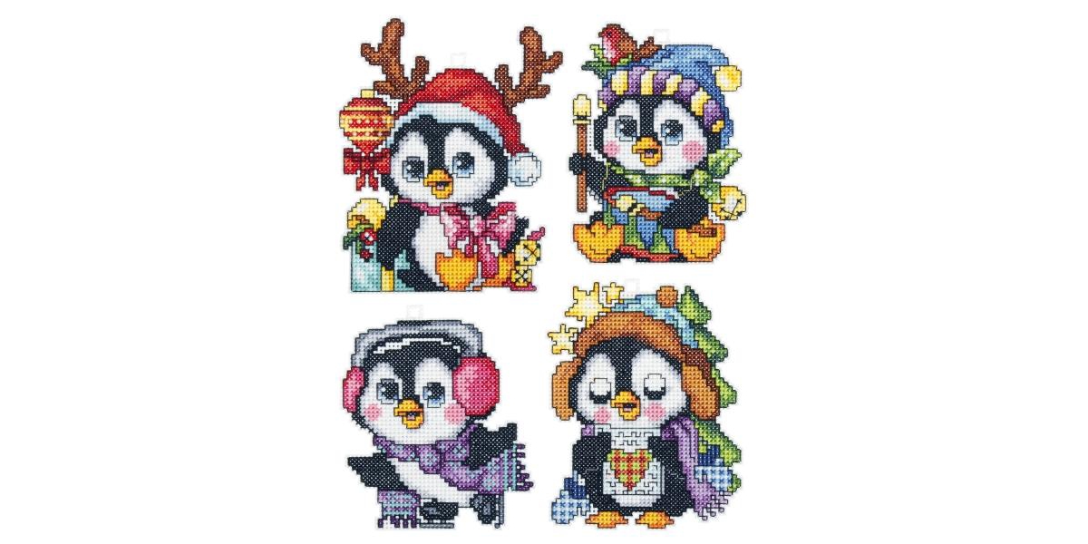 Orchidea Counted Cross Stitch Kit with Plastic Canvas Christmas Balls Set of 4 Designs 7678