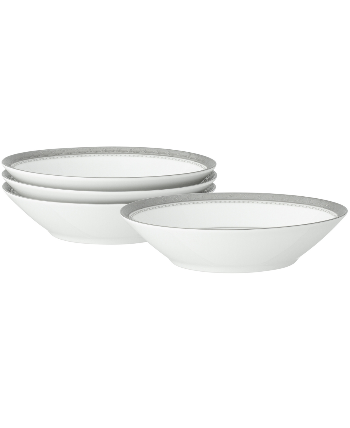 Noritake Charlotta Platinum 4 Piece 5.5" Fruit Bowls Set, 4 Oz, Service For 4 In White