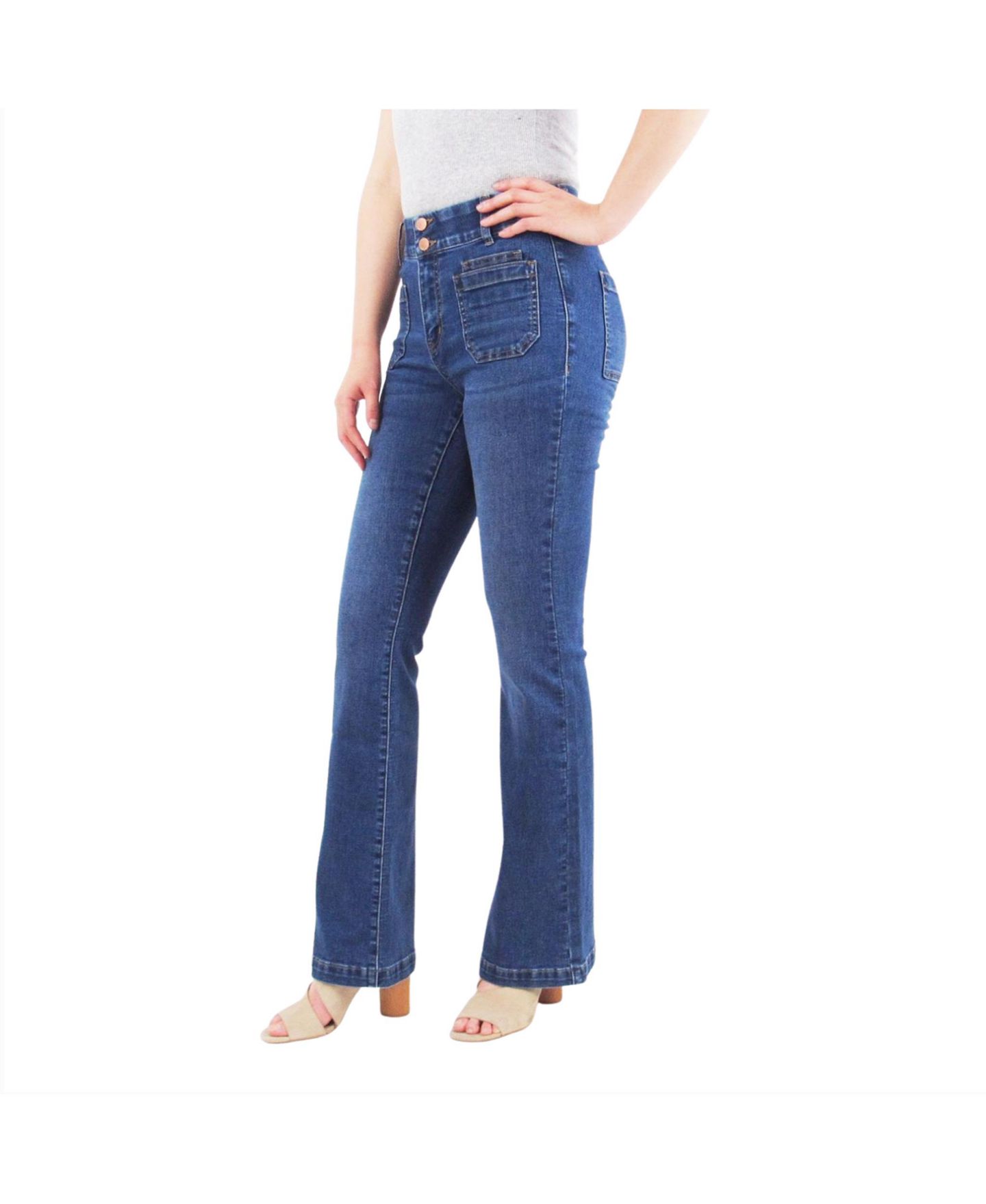 Женские джинсы Indigo Poppy Tummy Control Bootcut Jeans with Classic Pockets and back design, цвет: Средняя варка — фото 2
