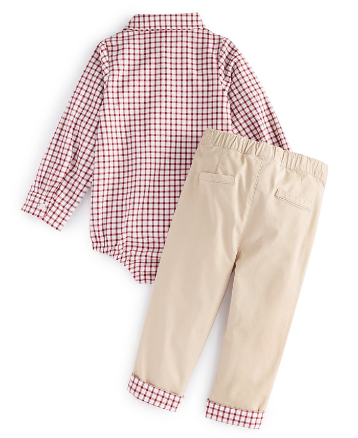 First Impressions Baby Boys Cotton Collared Bodysuit and Pants, 2 Piece