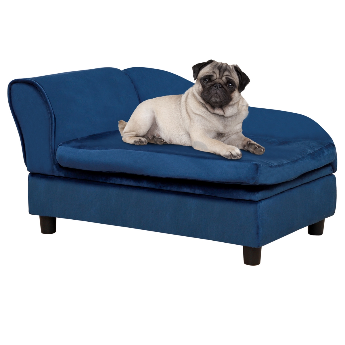 PawHut Luxury Fancy Dog Bed for Small Dogs with Hidden Storage, Small Dog Couch with Soft Foam,- Blue