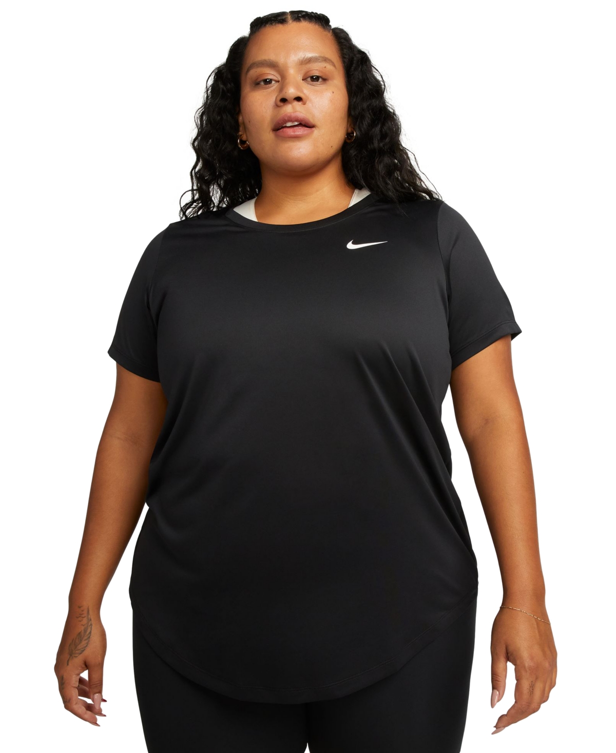 Nike Plus Size Active Dri-fit Women's Short-Sleeve Logo T-Shirt - Black/white