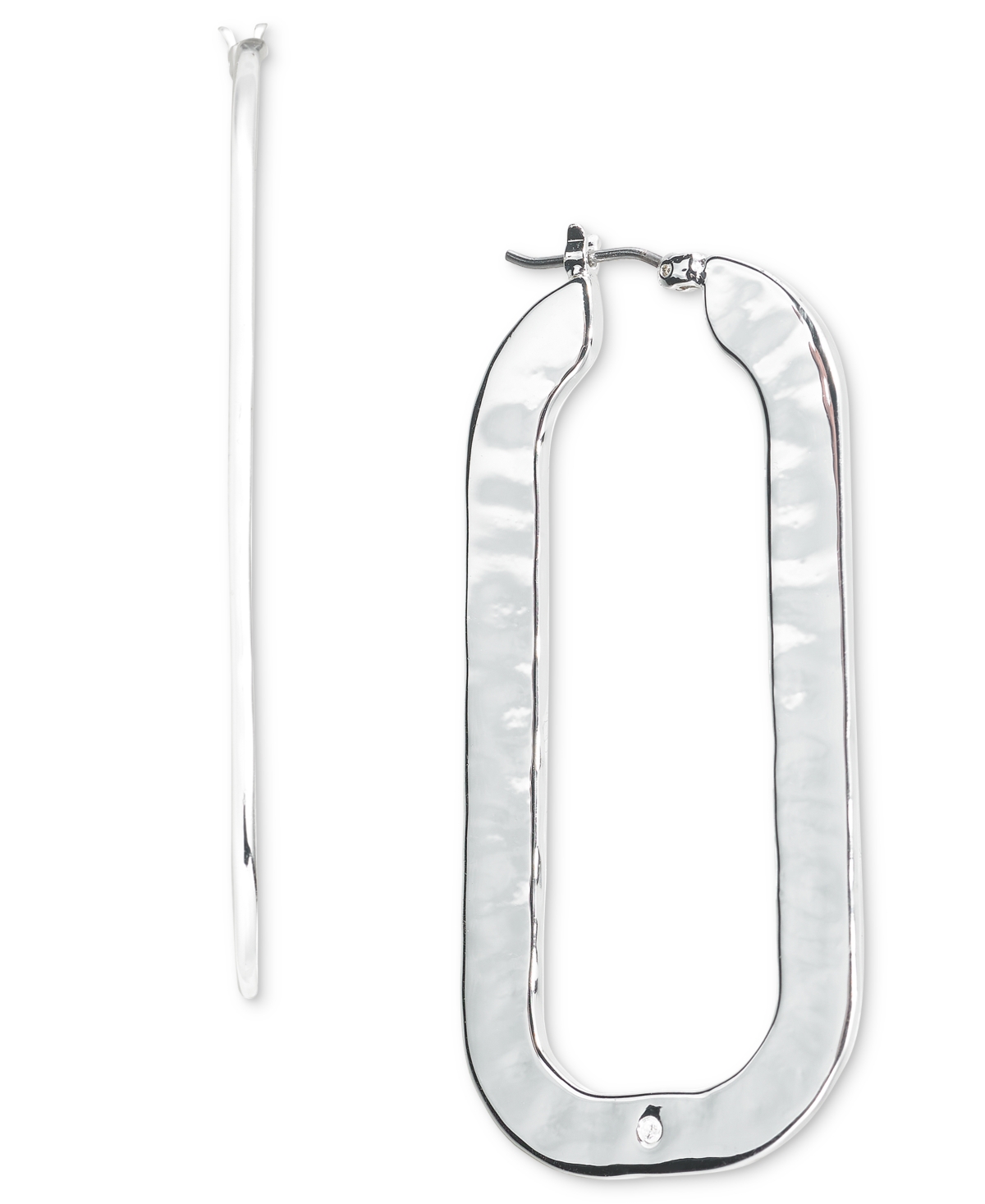 Silver-Tone Rounded Rectangle Hoop Earrings, Created for Macy's - Silver