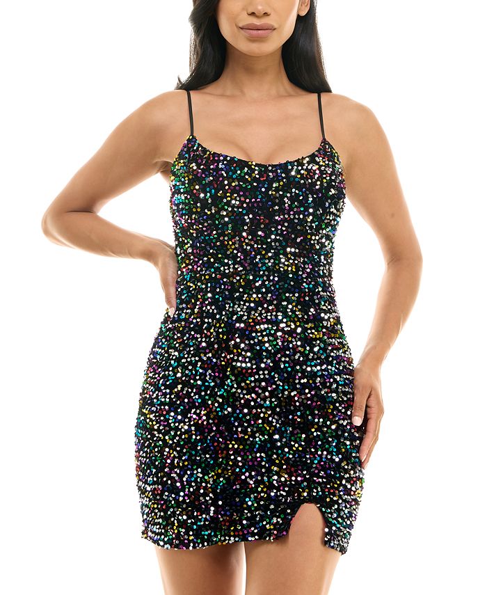 pear culture Juniors' Sequin Velvet Mini Dress - Macy's