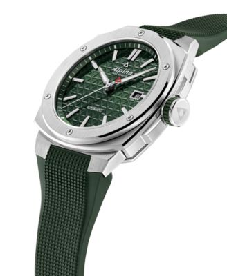 Men's Swiss Automatic Alpiner Green Rubber Strap Watch 41mm