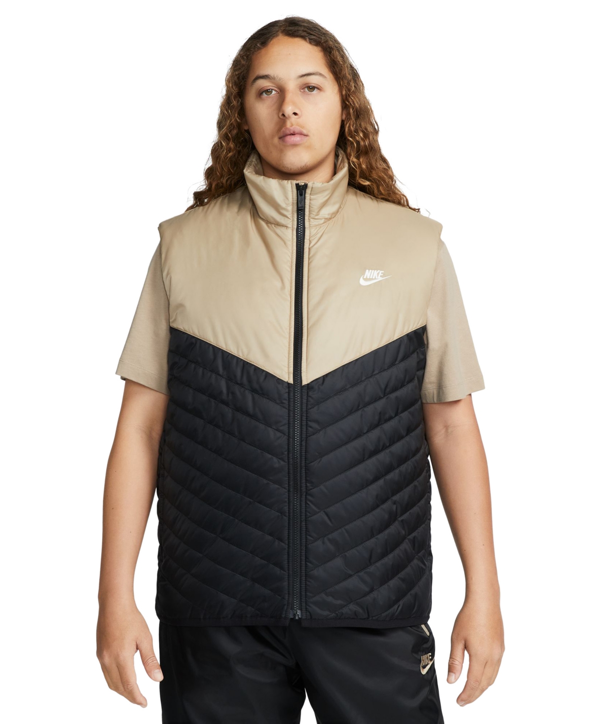 Nike Men's Therma-fit Windrunner Midweight Puffer Vest In Black,khaki,sail