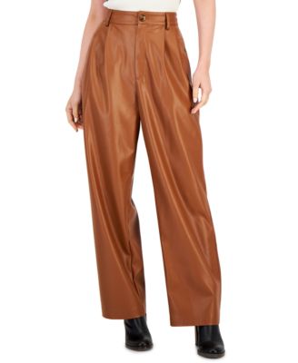 Tommy Hilfiger - Women's Faux-Leather Wide-Leg Pants
