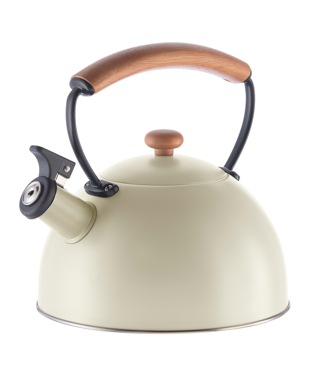 Oggi 2.5 Litre Whistling Tea Kettle With Wood Handle In Warm Gray