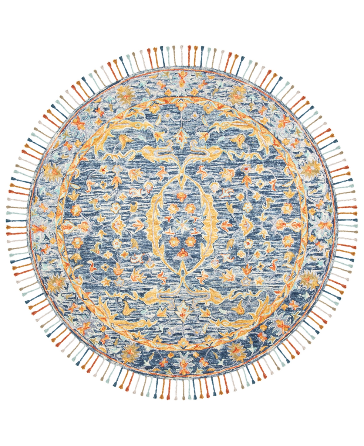 Safavieh Aurora APN116 7' x 7' Round Area Rug - Blue, Rust