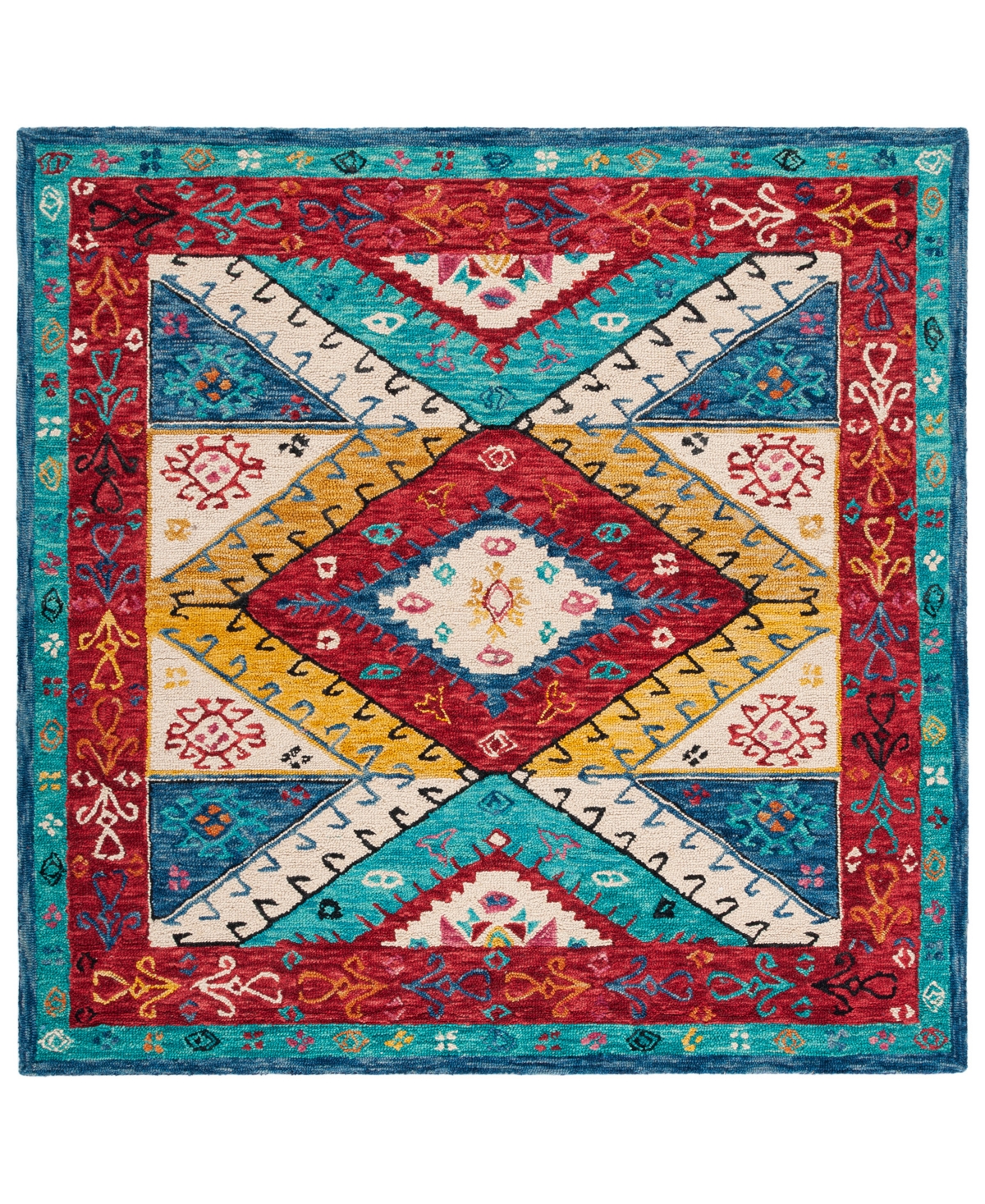 Safavieh Aurora APN525 7' x 7' Square Area Rug - Blue, Rust