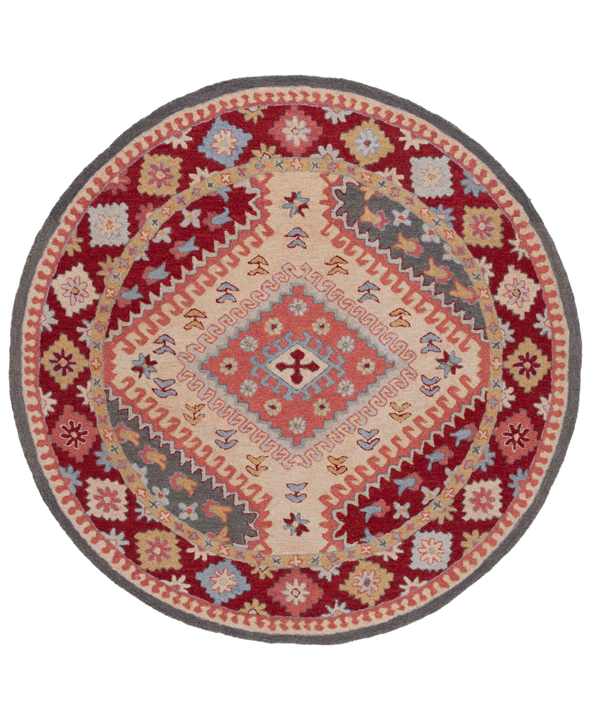 Safavieh Aurora APN801 7' x 7' Round Area Rug - Red, Ivory