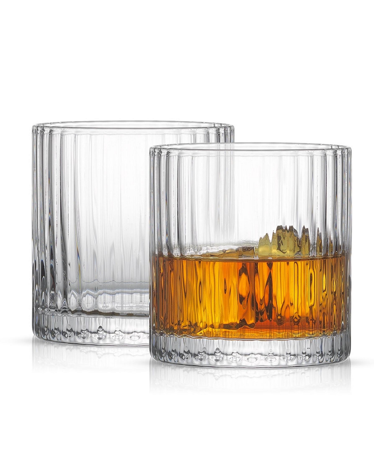 Joyjolt Elle Ribbed Double Old Fashioned Glass 10 oz 2 Piece Set In Clear