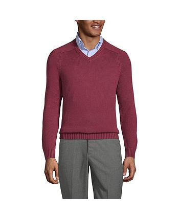 Lands' End Uniform Cotton Modal Button Front Cardigan Burgundy Mens Regular  Small at  Men's Clothing store