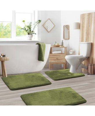 3 Piece Ultra Soft Non-Slip Plush Memory Foam Bath Rug Set - Small, Large & Contour