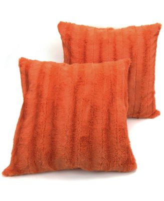 Cheer Collection Set Of 2 Plush Faux Fur Throw Pillows - 18 X 18