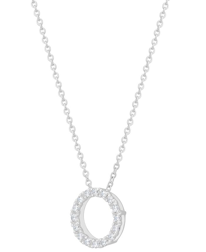 Macy's Diamond Circle 17" Pendant Necklace (1/6 ct. t.w.) in 14k White
