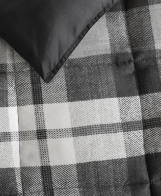 Cross View Plaid Brushed Micro Suede 3 Piece Comforter Set, Full/Queen