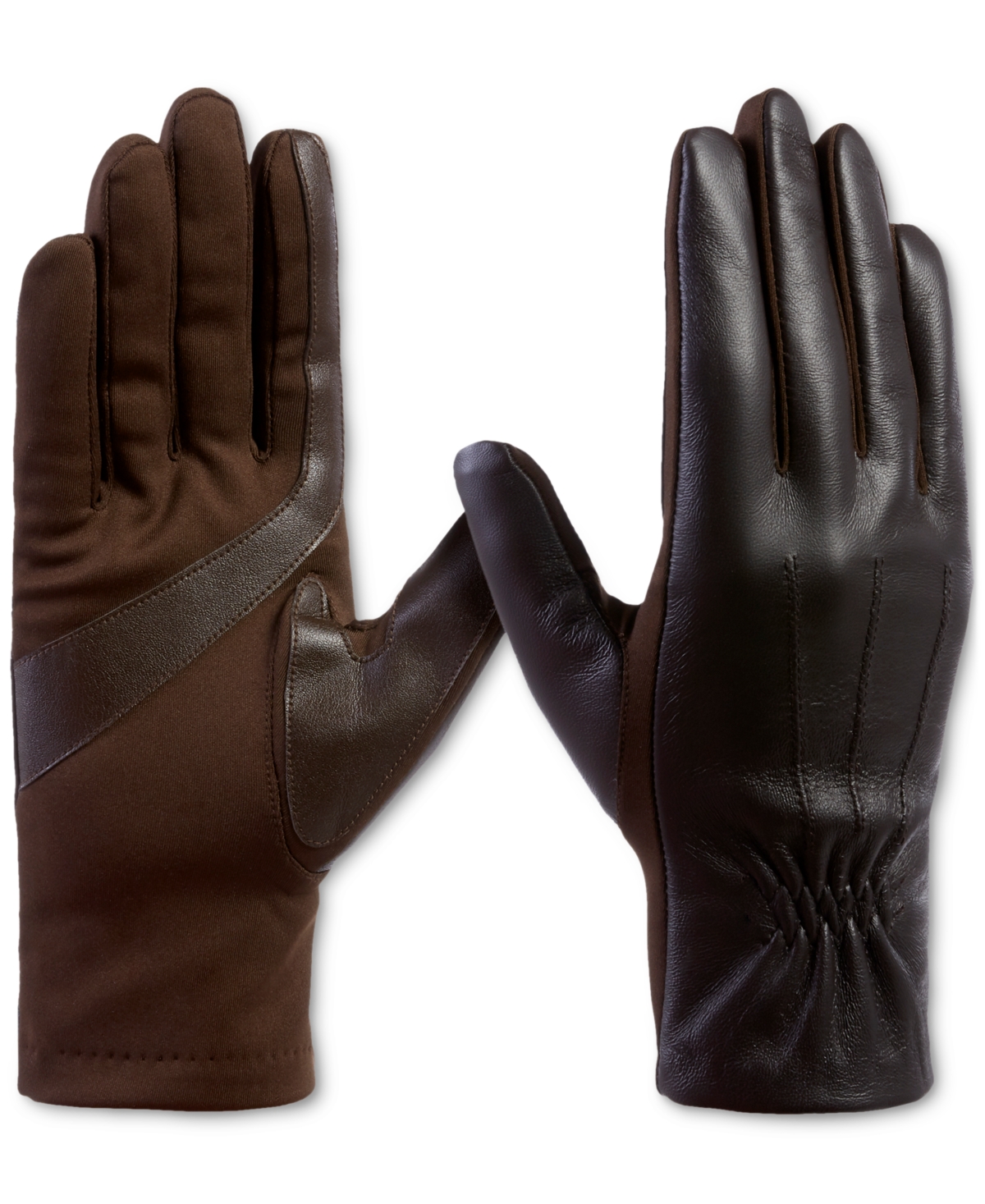 Isotoner Signature Women's Stretch Leather Touchscreen Gloves In Brown
