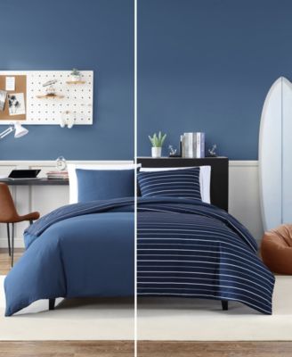 Longdale Solid Stripe Brushed Microfiber Duvet Cover Sets